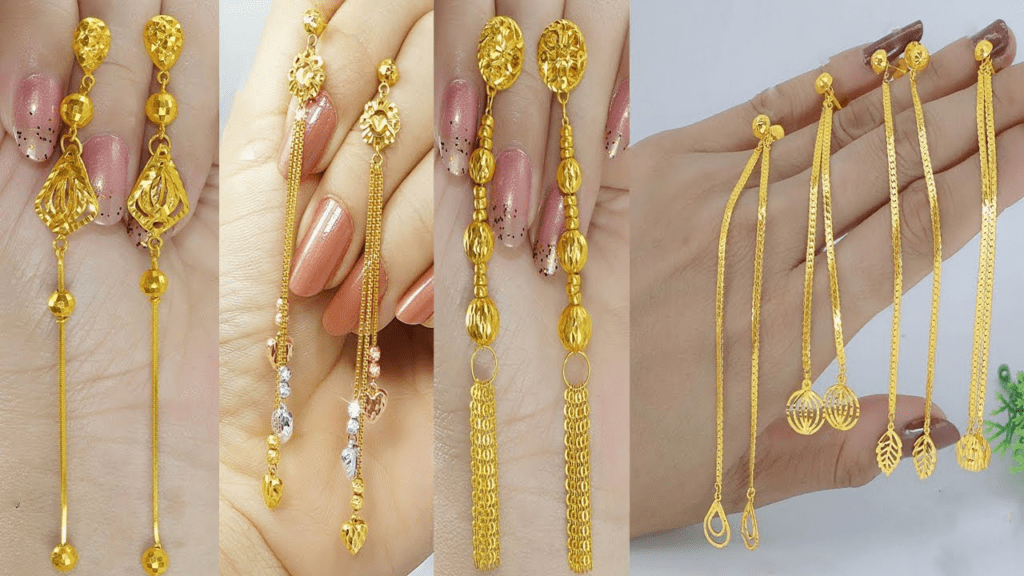 Gold chain hot sale earrings designs