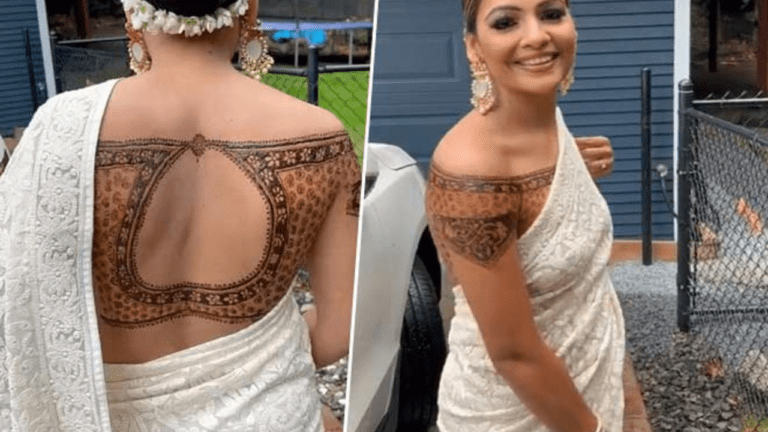 Mehndi Designs For Back Blouse : पीठ पर लगाएं मेहंदी की ये 3 डिजाइंस और सिंपल ब्‍लाउज को दें डिजाइनर लुक,देखें